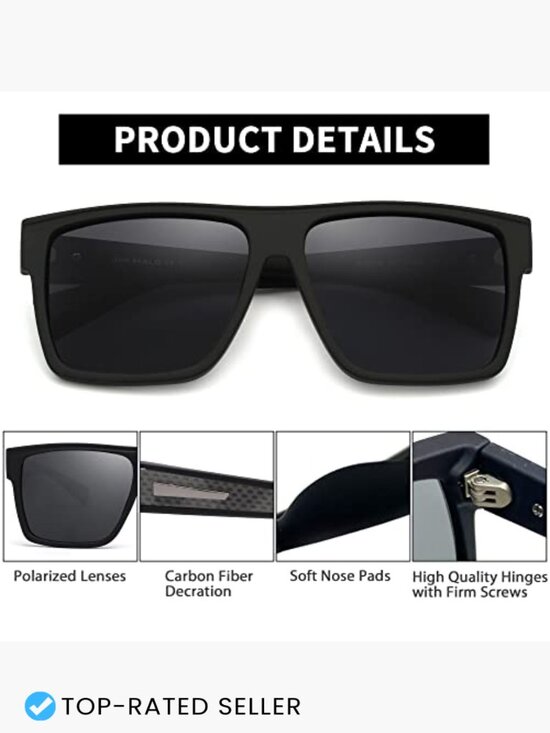 Retro Square Polarized Sunglasses for Driving Fishing Hiking Golfing